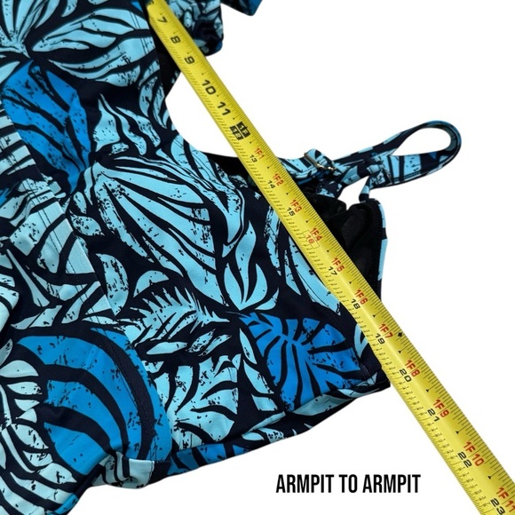 Swimsuits for All Blue Leaves Printed V-Neck Swim Dress Vacation Resort Beach 22 - Picture 8 of 9